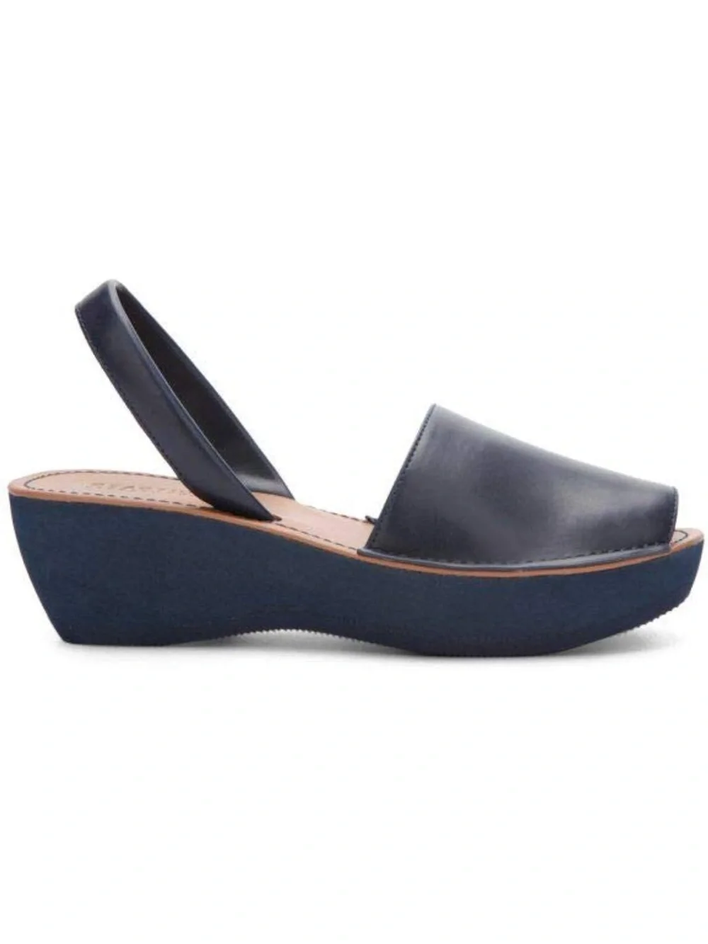 💚Kenneth Cole Navy Leather Slingback Wedge